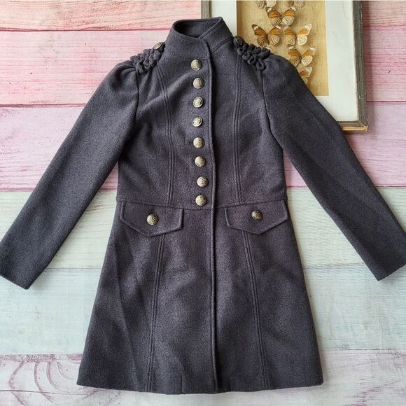 Nick & Mo Jackets & Blazers - Nick & Mo Gray Wool Blend Military  Button Front Jacket Peacoat Women's Small